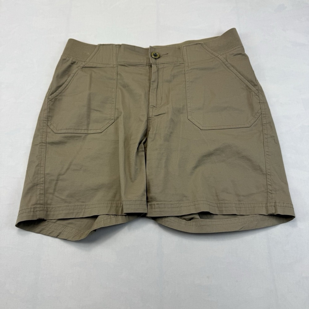 Lee Comfort Fit Womens Shorts Size 4 Medium Khaki Stretch Waist Flat Front Cargo